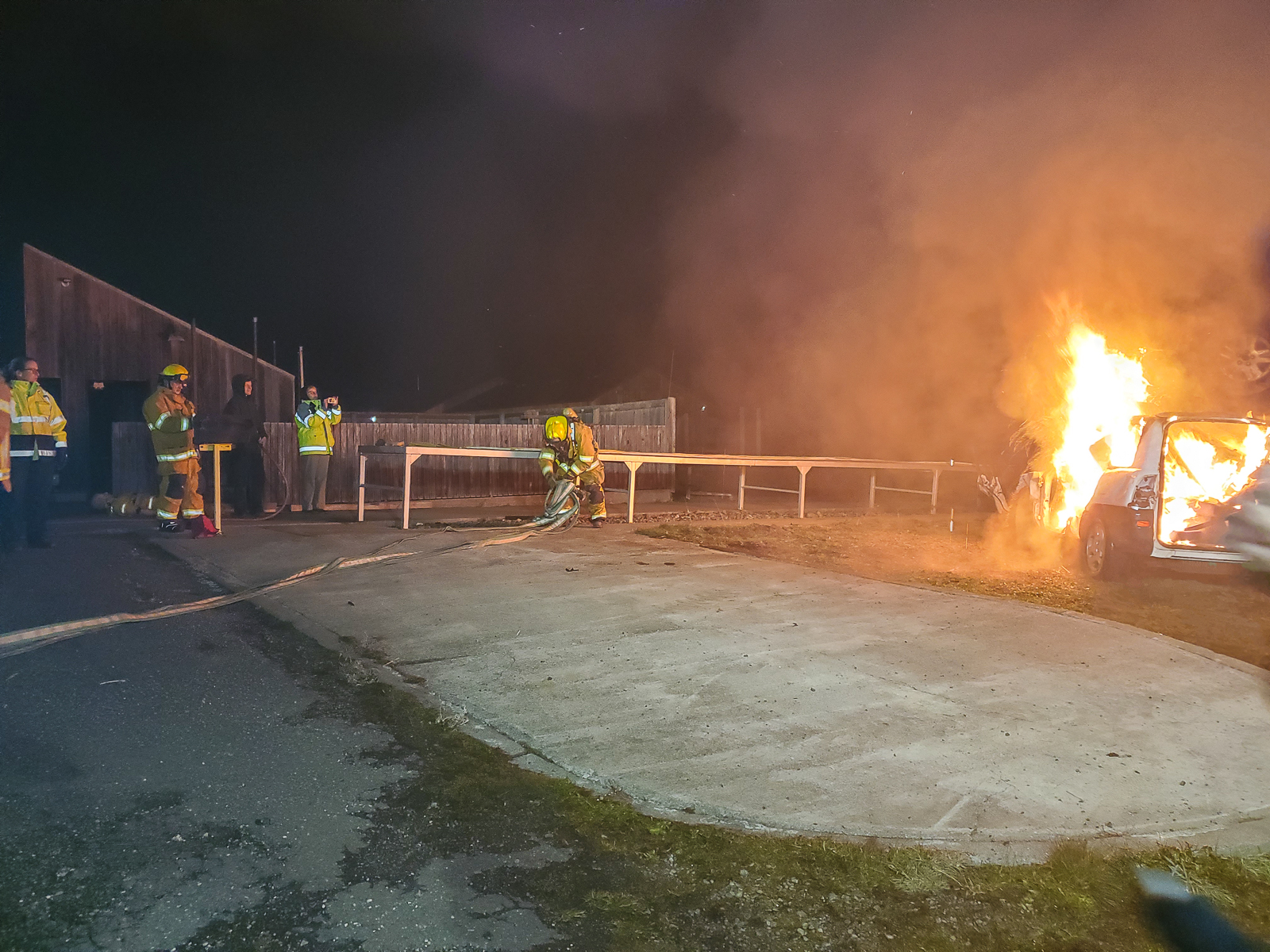 Getting ready to put out the fire