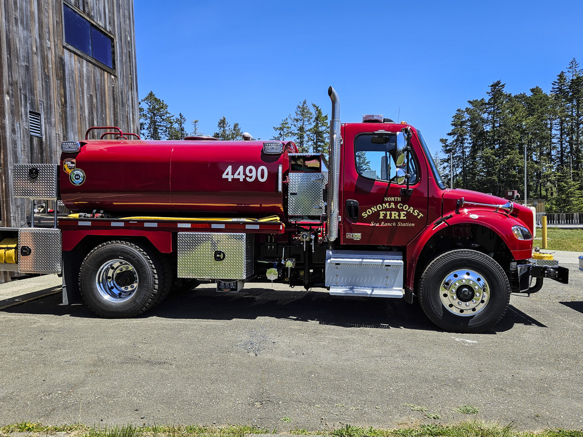Water Tender 4490 parked outside the fire station