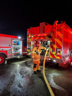Captain Plakos managing the pump.