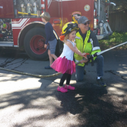 VFD with kids and hoses after Easter Egg Hunt